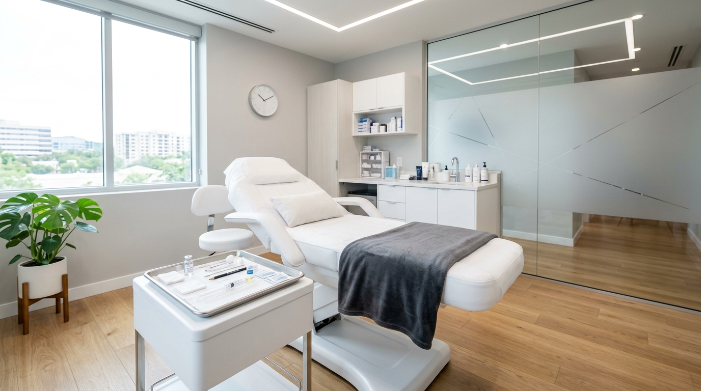 Professional dermatology clinic setting for 